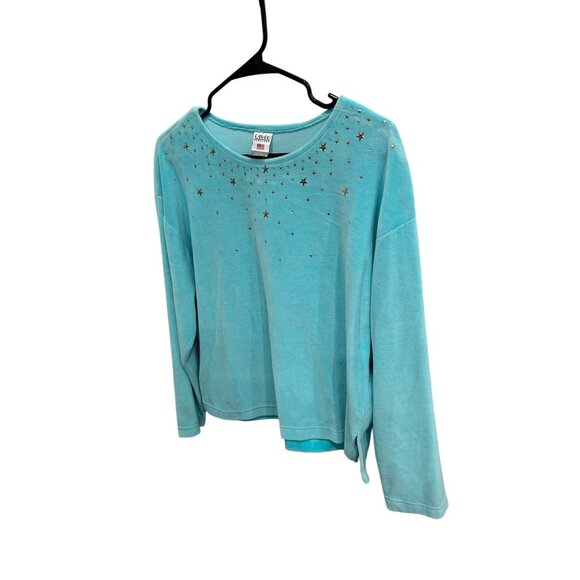 Can-Do Fashions Womens Small Star Embellished Blue Long Sleeve Top - Picture 3 of 8